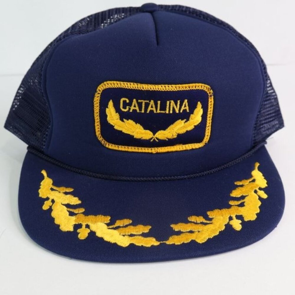 Vintage Catalina Island Hat Men's Embroidered Mesh Trucker Cap Scrambled Eggs